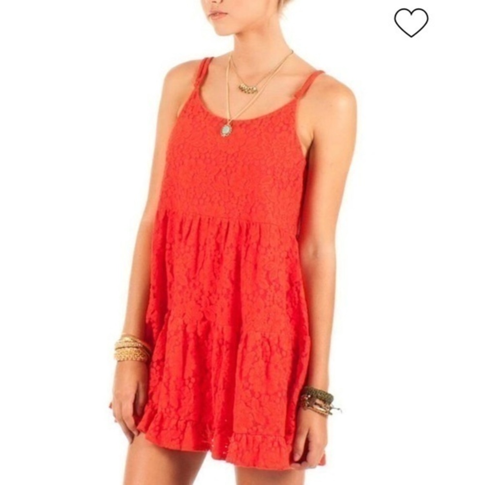 NWT OTHERS FOLLOW Red Coral Lace Dress Size Large